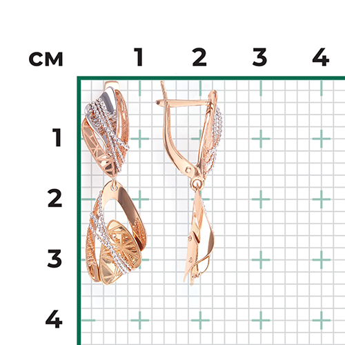Серьги с английским замком из комбинированного золота 02-4103-00-000-1140-66