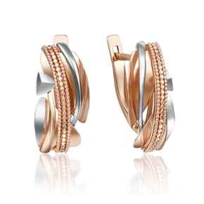 Серьги с английским замком из комбинированного золота 02-4135-00-000-1111-66