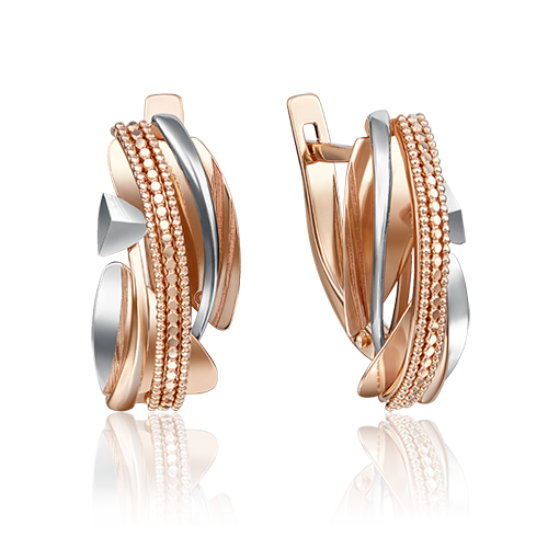 Серьги с английским замком из комбинированного золота 02-4135-00-000-1111-66