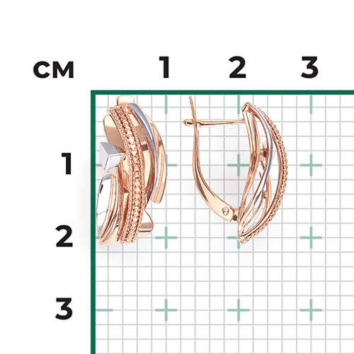 Серьги с английским замком из комбинированного золота 02-4135-00-000-1111-66