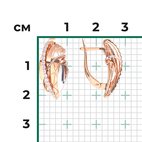 Серьги с английским замком из комбинированного золота с фианитами 02-4177-00-401-1111-66