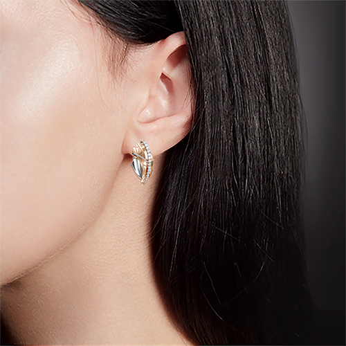 Серьги с английским замком из комбинированного золота с фианитами 02-4177-00-401-1111-66