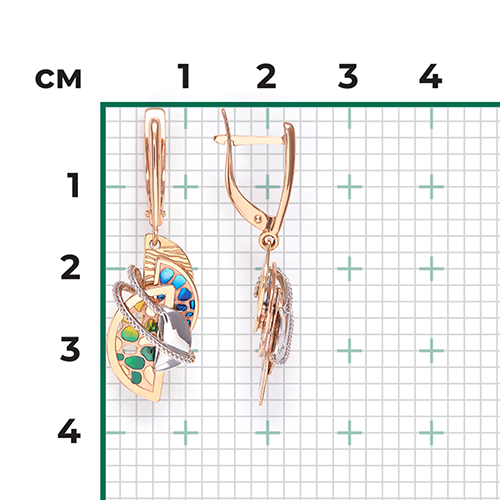 Серьги с английским замком из комбинированного золота с эмалью 02-4185-00-000-1140-66