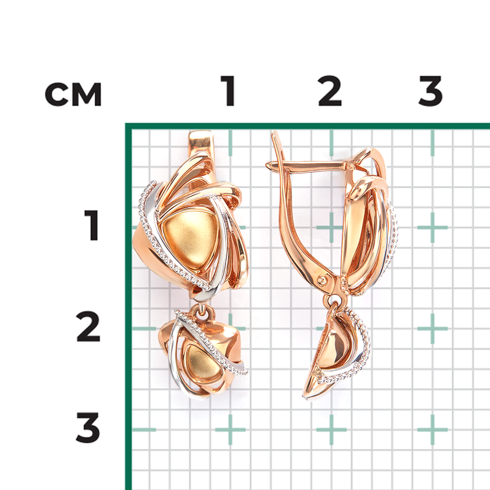 Серьги с английским замком из комбинированного золота 02-4186-00-000-1140-66