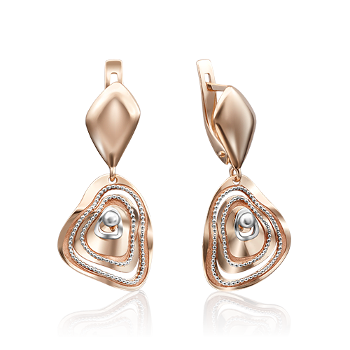 Серьги с английским замком из комбинированного золота 02-4192-00-000-1111-66