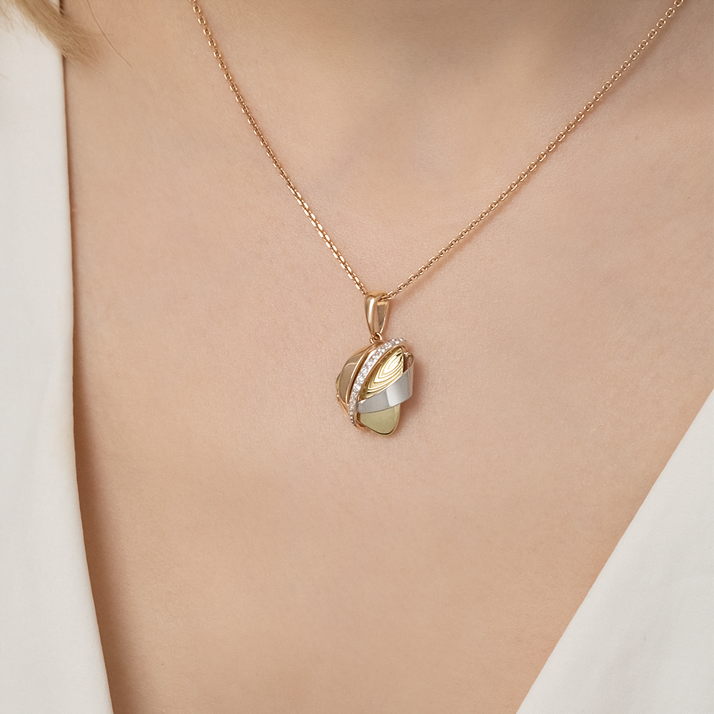 Подвеска из комбинированного золота с фианитами 03-2717-00-401-1140-66