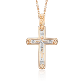 Православный крест из комбинированного золота 03-2730-00-000-1111-66