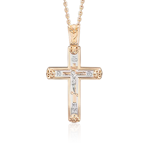 Православный крест из комбинированного золота 03-2730-00-000-1111-66