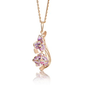 Подвеска «Орхидея» из красного золота с эмалью 03-2769-00-000-1110-66