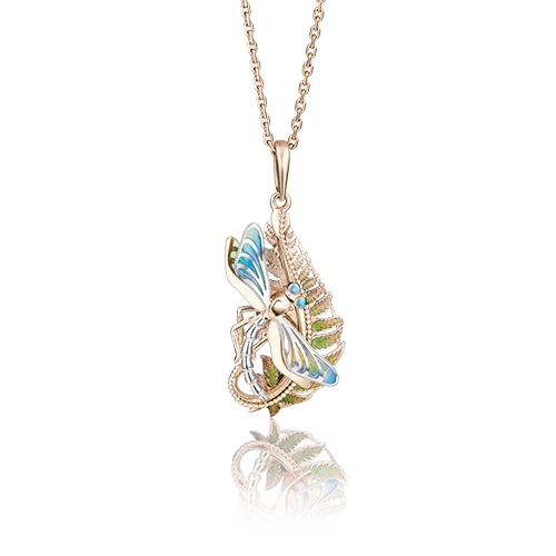 Подвеска «Стрекоза» из комбинированного золота с эмалью 03-2771-00-000-1111-66