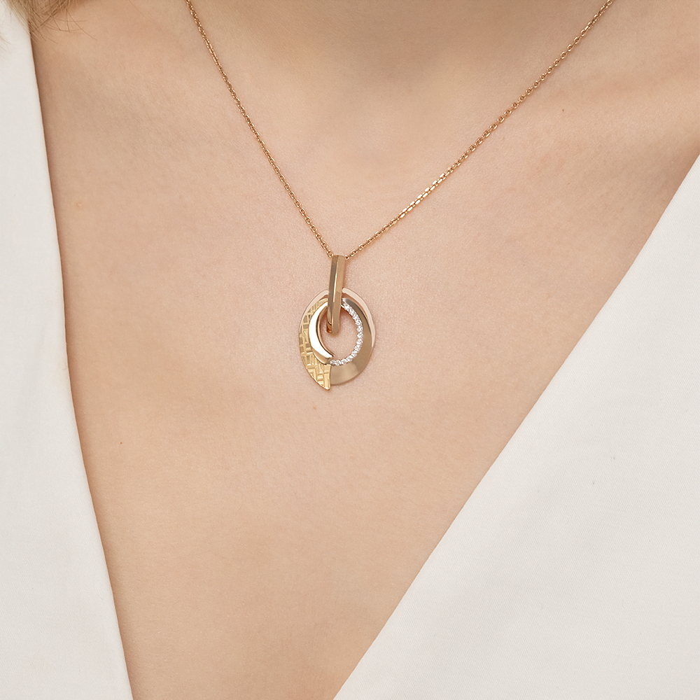 Подвеска из комбинированного золота с фианитами 03-2810-00-401-1113-66