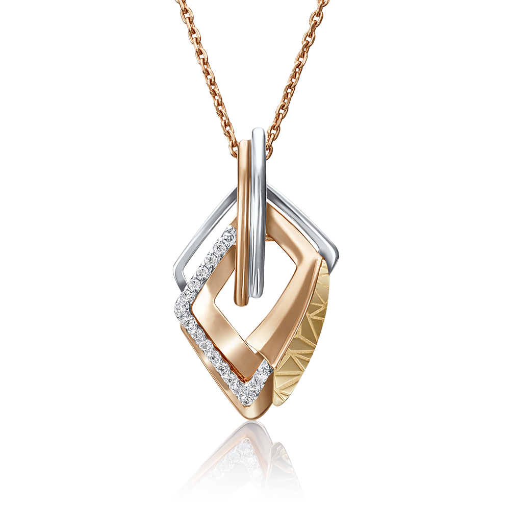 Подвеска из комбинированного золота с фианитами 03-2813-00-401-1113-66