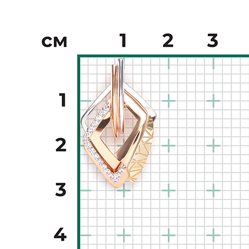 Подвеска из комбинированного золота с фианитами 03-2813-00-401-1113-66