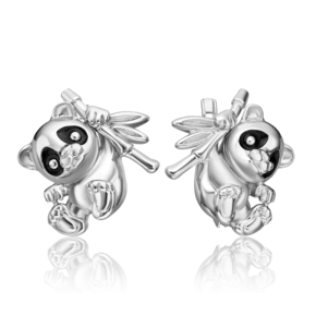 Серьги «Панды» с английским замком из серебра с эмалью 02-4969-00-000-0200