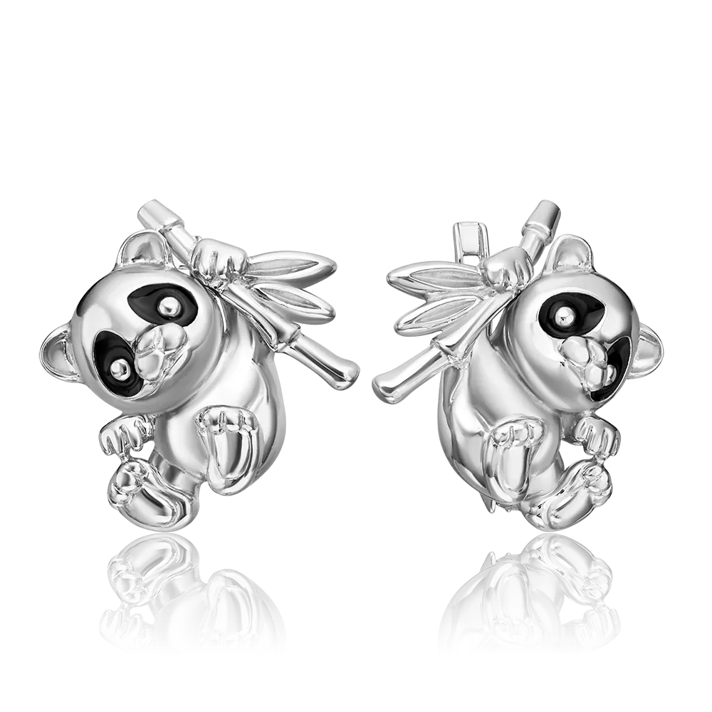 Серьги «Панды» с английским замком из серебра с эмалью 02-4969-00-000-0200