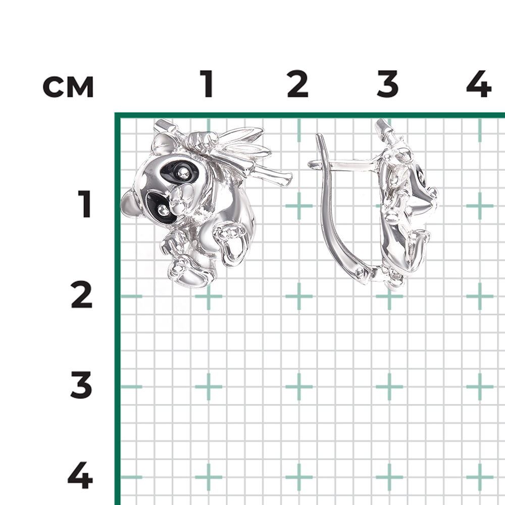Серьги «Панды» с английским замком из серебра с эмалью 02-4969-00-000-0200