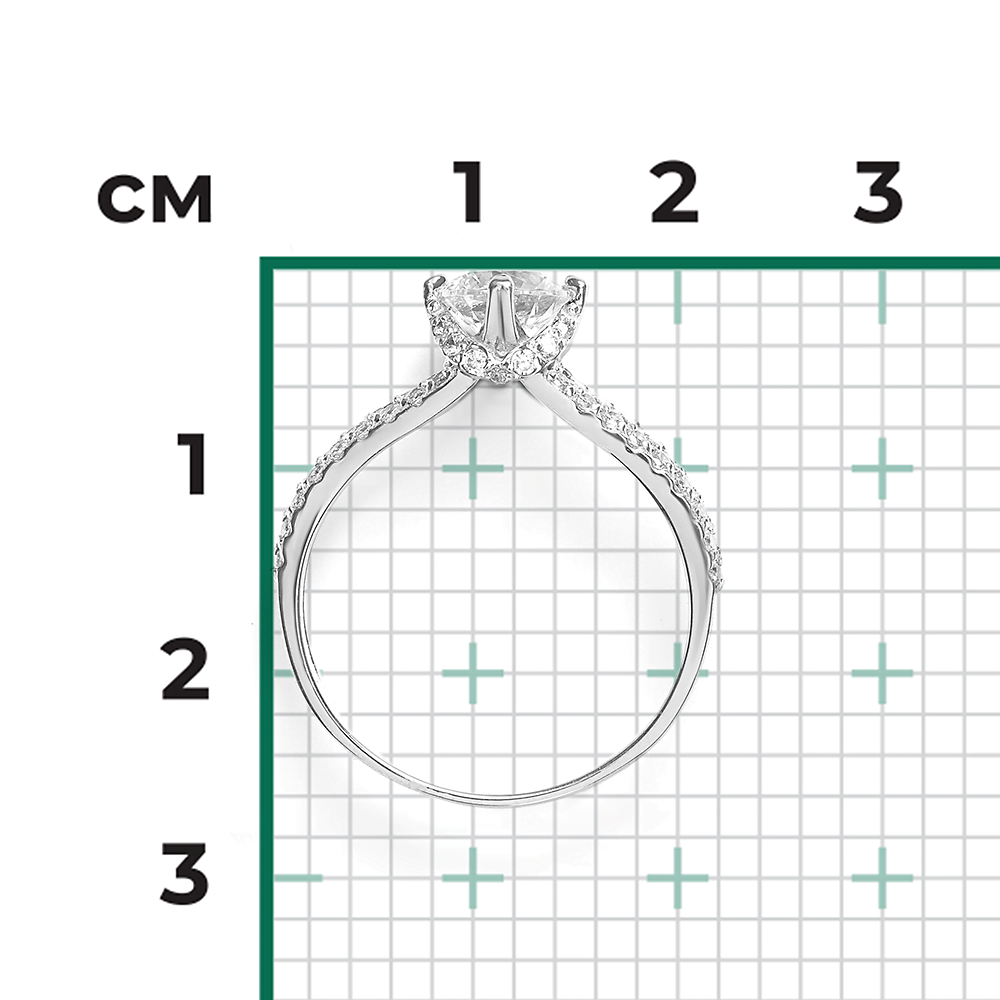 Кольцо из белого золота с фианитами 01-4468-00-501-1120-38