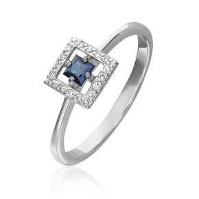 Кольцо из белого золота с сапфиром и бриллиантами 01-1520-00-105-1120-30