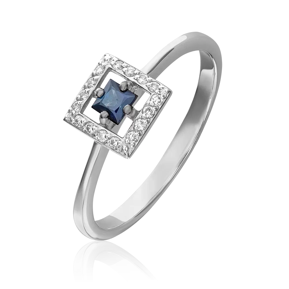 Кольцо из белого золота с сапфиром и бриллиантами 01-1520-00-105-1120-30