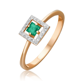 Кольцо из красного золота с изумрудом и бриллиантами 01-1520-00-106-1110-30