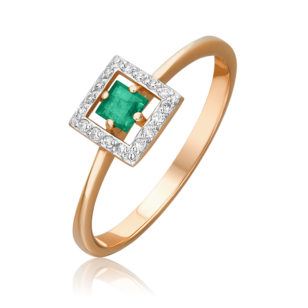 Кольцо из красного золота с изумрудом и бриллиантами 01-1520-00-106-1110-30