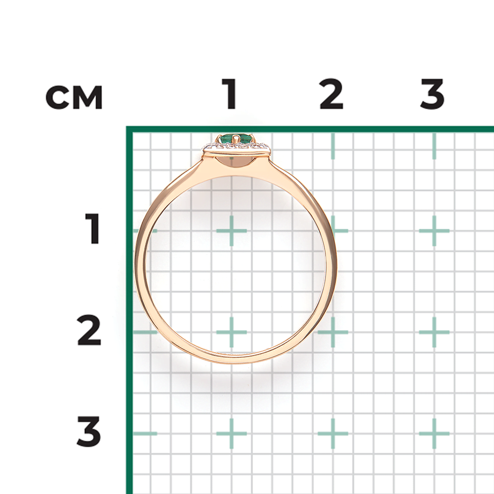 Кольцо из красного золота с изумрудом и бриллиантами 01-1520-00-106-1110-30