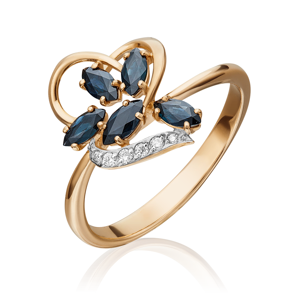 Кольцо из красного золота с сапфирами и бриллиантами 01-1521-00-105-1110-30