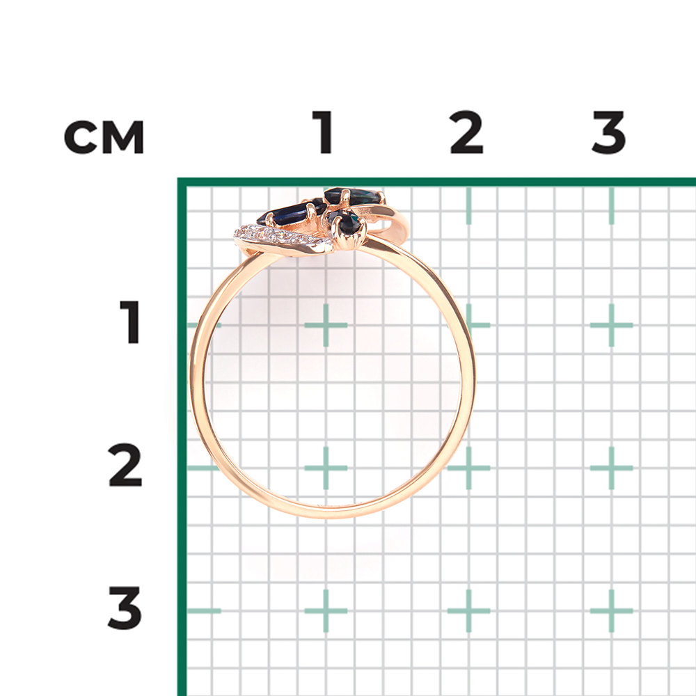 Кольцо из красного золота с сапфирами и бриллиантами 01-1521-00-105-1110-30