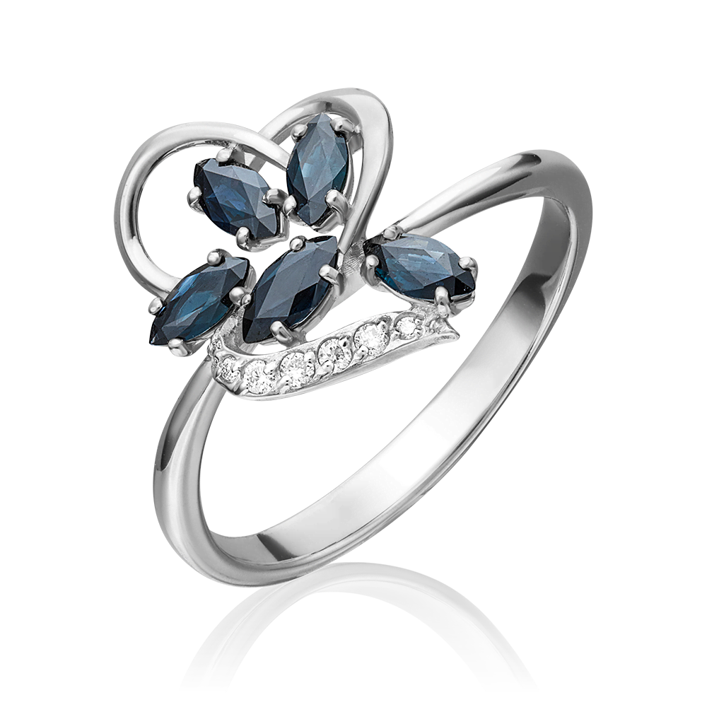 Кольцо из белого золота с сапфирами и бриллиантами 01-1521-00-105-1120-30