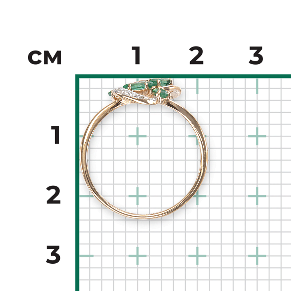 Кольцо из красного золота с изумрудами и бриллиантами 01-1521-00-106-1110-30