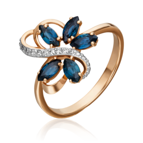 Кольцо из красного золота с сапфирами и бриллиантами 01-1522-00-105-1110-30