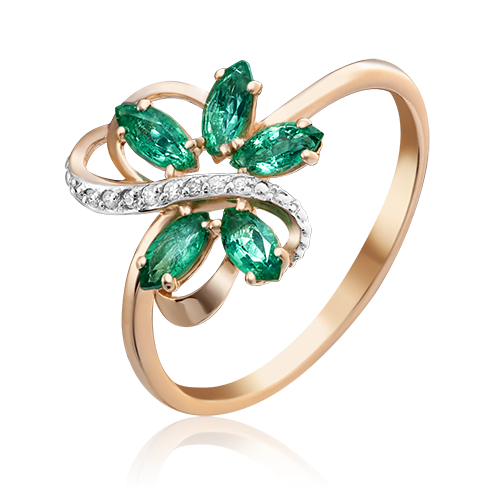 Кольцо из красного золота с изумрудами и бриллиантами 01-1522-00-106-1110-30