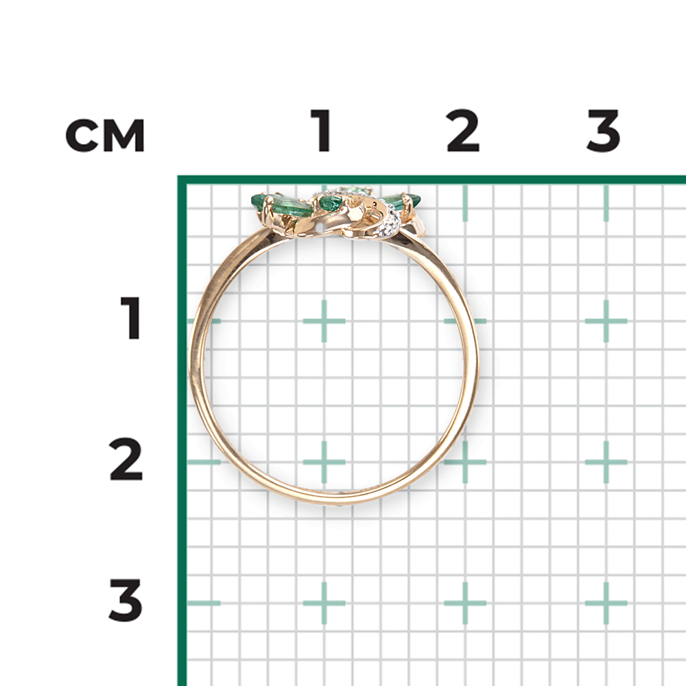 Кольцо из красного золота с изумрудами и бриллиантами 01-1522-00-106-1110-30