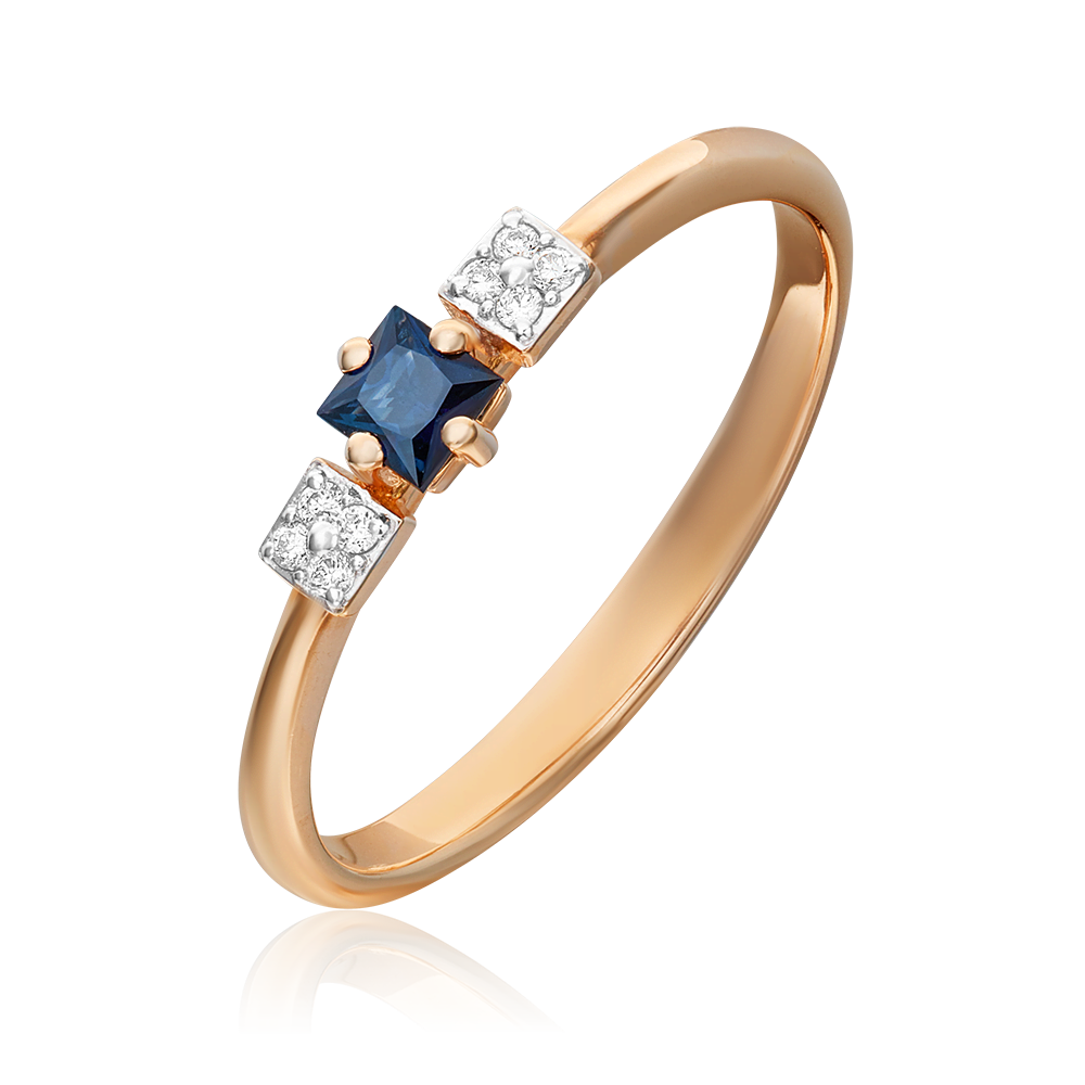 Кольцо из красного золота с сапфиром и бриллиантами 01-1523-00-105-1110-30