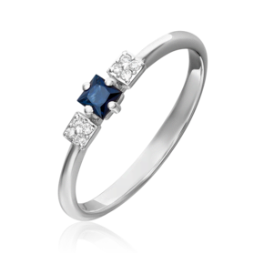 Кольцо из белого золота с сапфиром и бриллиантами 01-1523-00-105-1120-30