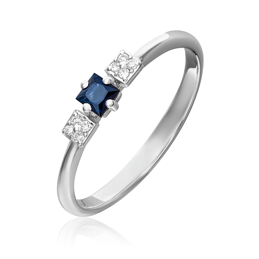 Кольцо из белого золота с сапфиром и бриллиантами 01-1523-00-105-1120-30