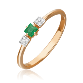 Кольцо из красного золота с изумрудом и бриллиантами 01-1523-00-106-1110-30