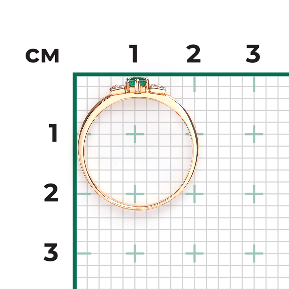 Кольцо из красного золота с изумрудом и бриллиантами 01-1523-00-106-1110-30