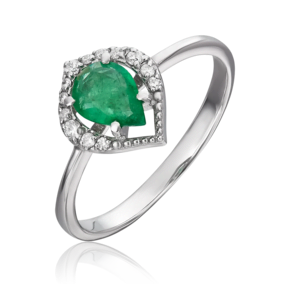 Кольцо из белого золота с изумрудом и бриллиантами 01-5536-00-106-1120-30