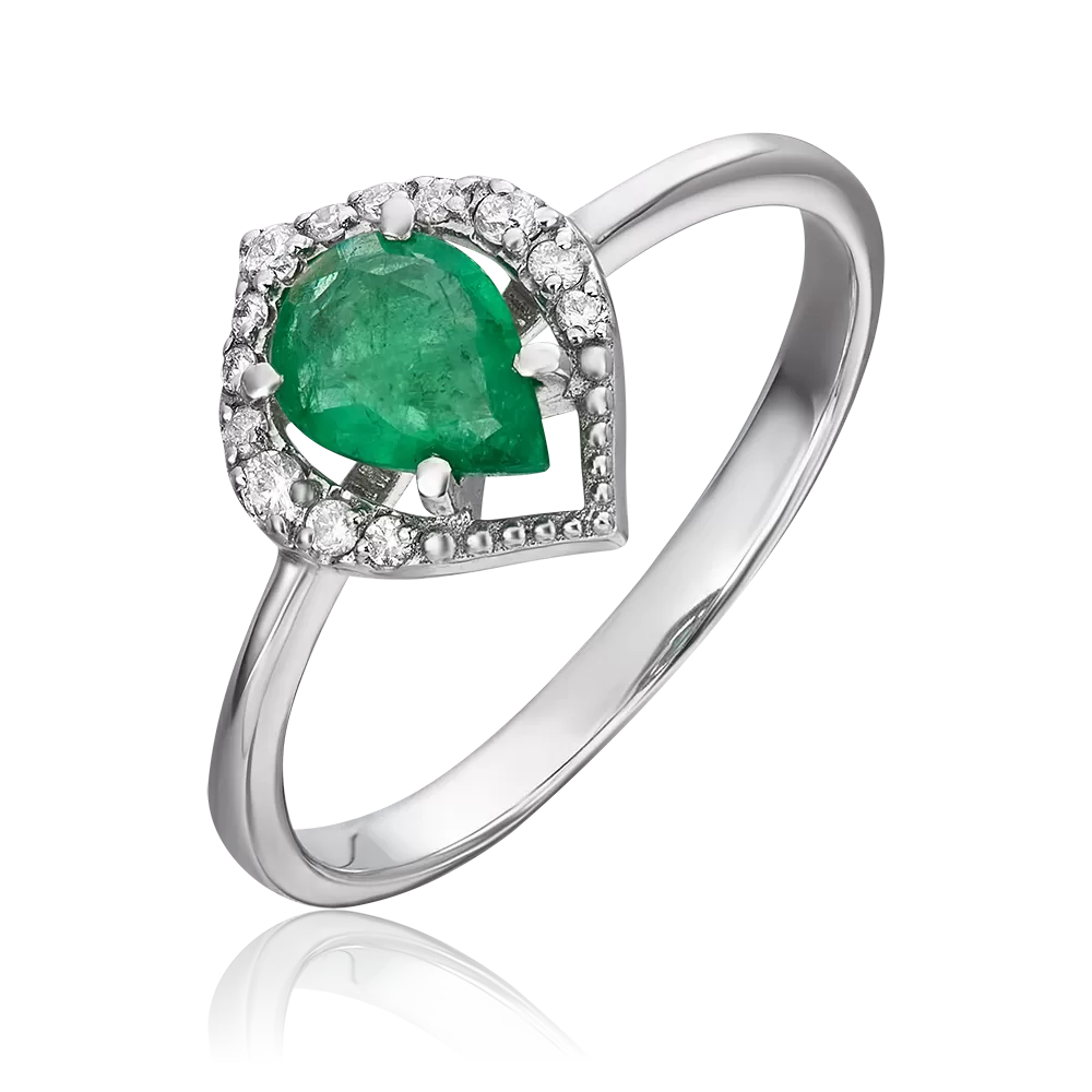 Кольцо из белого золота с изумрудом и бриллиантами 01-5536-00-106-1120-30