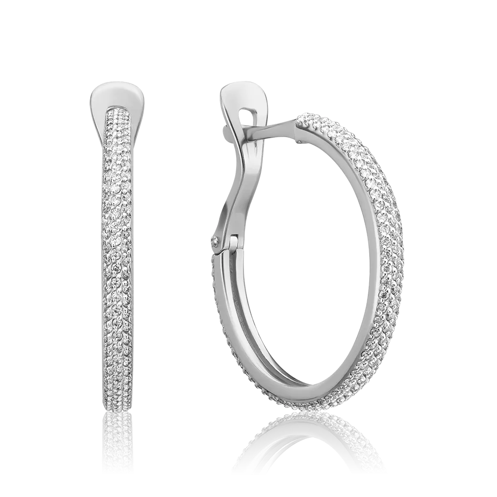 Серьги с английским замком из белого золота с бриллиантами 02-3258-00-101-1120-30