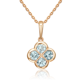 Подвеска «Клевер» из красного золота с топазами