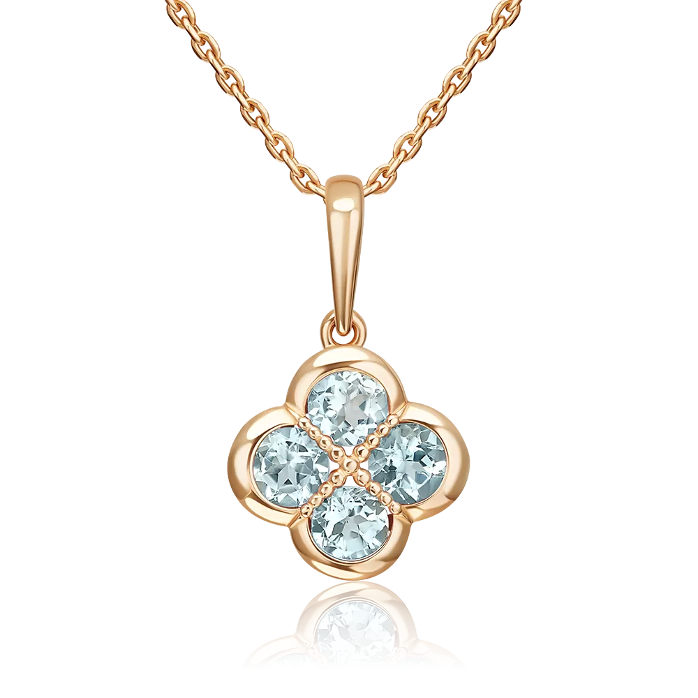 Подвеска «Клевер» из красного золота с топазами 03-3646-00-201-1110