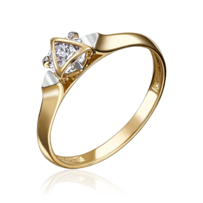 Кольцо из лимонного золота с фианитом