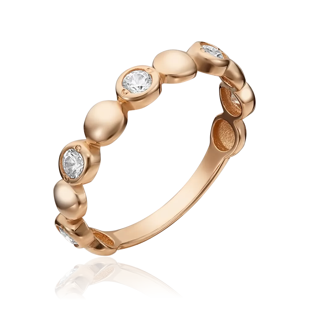 Кольцо из красного золота с фианитами 01-5344-00-501-1110-38