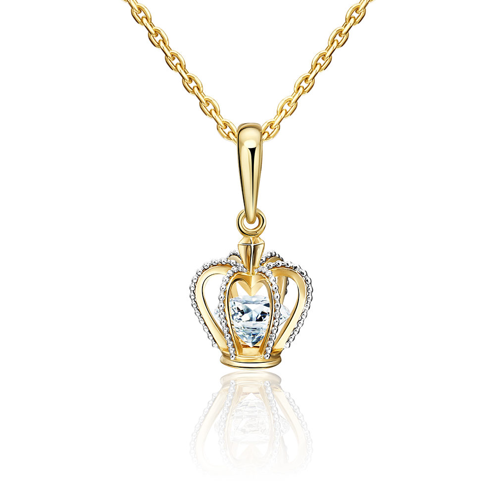 Подвеска «Корона» из комбинированного золота с фианитом 03-3103-00-501-1121-67
