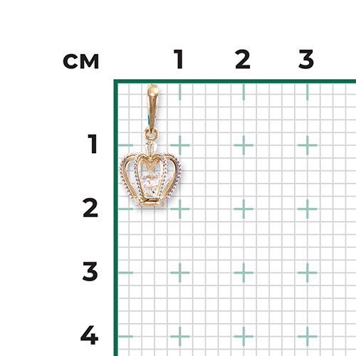 Подвеска «Корона» из комбинированного золота с фианитом 03-3103-00-501-1121-67