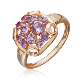 Кольцо из красного золота с аметистами