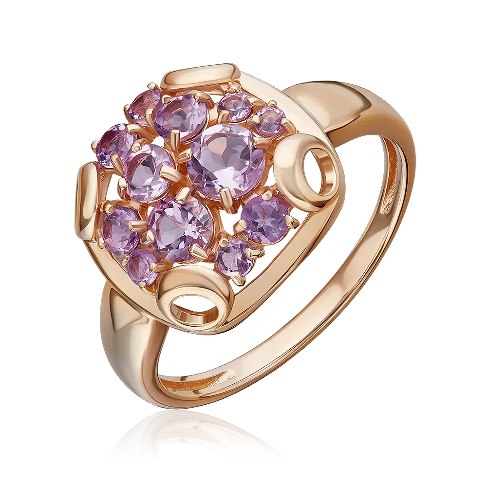 Кольцо из красного золота с аметистами 01-5829-00-203-1110