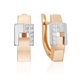 Серьги с английским замком из комбинированного золота с фианитами 02-5129-00-401-1111